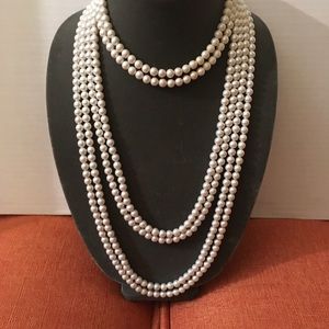 6 strand graduated  faux pearl necklace